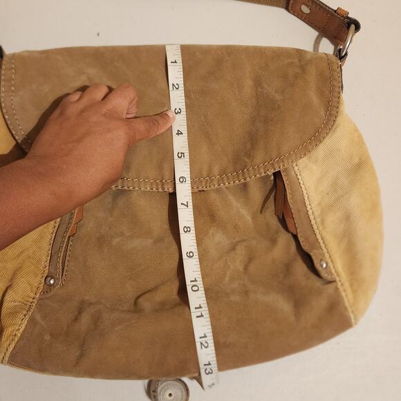 FOSSIL Boho Velour Messenger Bag Bird Bag Charm Leather Accents Y2K 90s Hippie - Picture 9 of 13